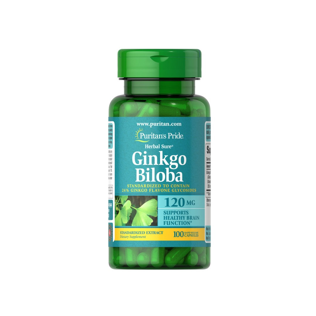 Puritan's Pride Extrait de Ginkgo Biloba 24% 120 mg 100 gélules.