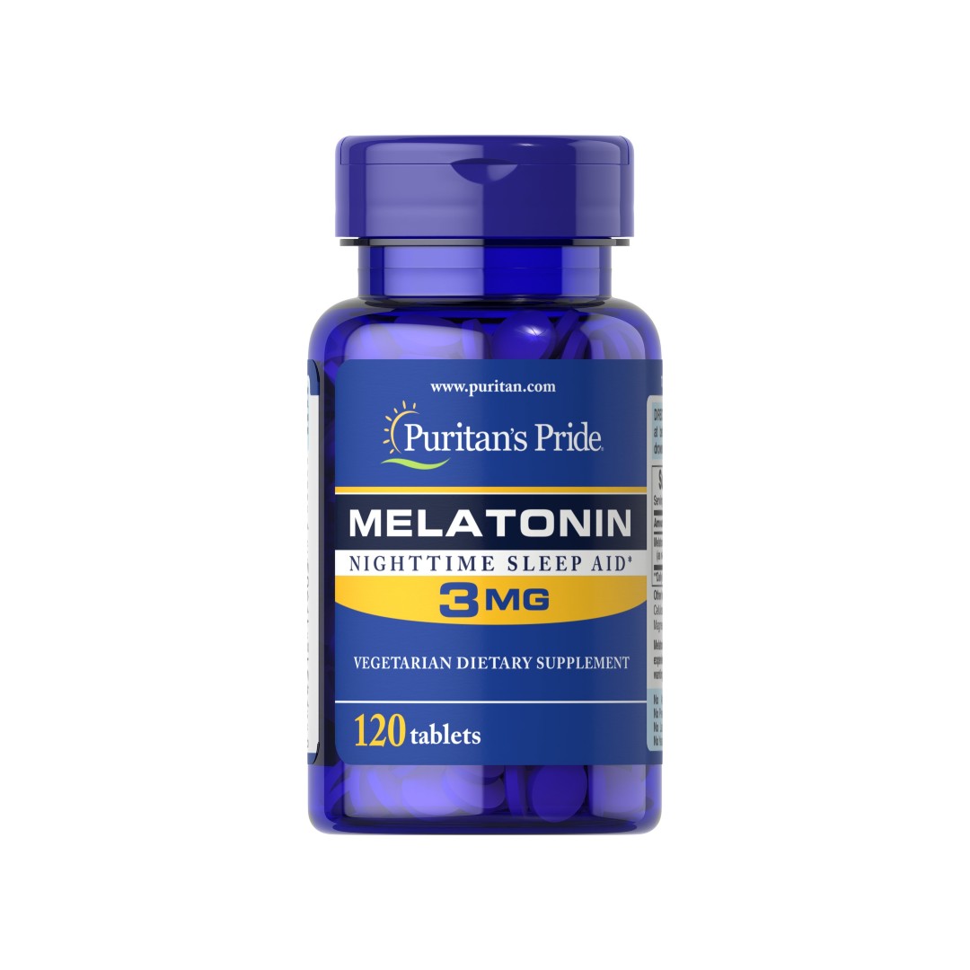 Un flacon de Melatonin 3 mg 120 comprimés de Puritan's Pride.