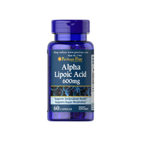 Vignette d'un flacon d'acide alpha-lipoïque - 600 mg 60 gélules de Puritan's Pride.