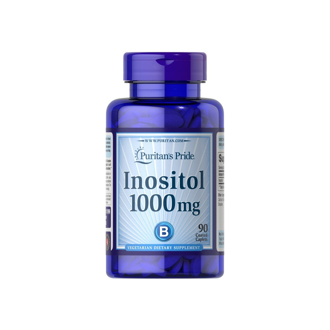 Une bouteille d'Inositol 1000 mg 90 Caplets par Puritan's Pride.