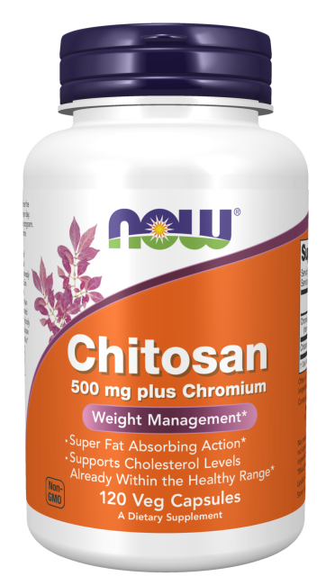 Now Foods Chitosan 500 mg plus Chrome 120 Capsules Végétales.