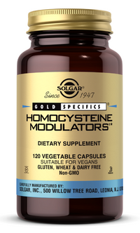 Vignette d'une bouteille de Solgar's Homocysteine Modulators 120 Vegetable Capsules.