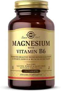 Vignette pour un flacon de Solgar Magnésium avec Vitamine B6 250 Comprimés.