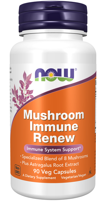 Now Foods Mushroom Immune Renew 90 gélules végétales est un mélange puissant de champignons qui soutiennent le système immunitaire, y compris l'extrait de racine d'astragale, pour stimuler les défenses naturelles de votre corps.
