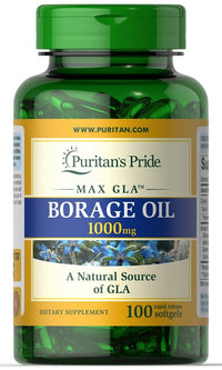 Vignette de Puritan's Pride Borage Oil 1000 mg 100 Rapid Release Softgels, un complément alimentaire.