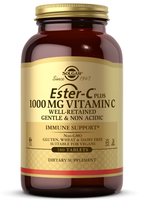 Solgar Ester-C Plus 1000 mg de vitamine C 180 comprimés.
