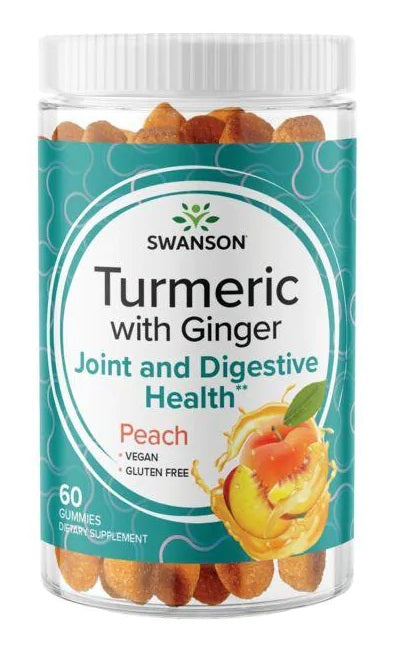 Swanson Turmeric with Ginger 60 gummies - Peach promotes digestive health.