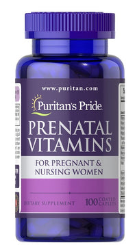 Vignette pour Puritan's Pride Vitamines prénatales 100 gélules enrobées conçues pour les femmes enceintes et allaitantes, enrichies en acide folique.