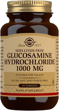 Vignette d'un pot de Solgar's Glucosamine hydrochloride 1000 mg 60 comprimés.