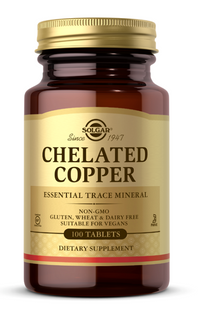 Vignette pour Solgar's Chelated Copper 2,5 mg 100 Tablets est un oligo-élément essentiel.