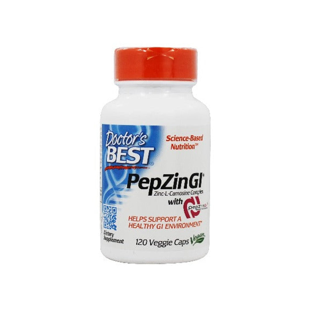 Complément alimentaire pour la santé de l'estomac, spécifiquement formulé pour répondre à l'inconfort occasionnel de l'estomac, contenant PepZin GI 120 gélules végé.