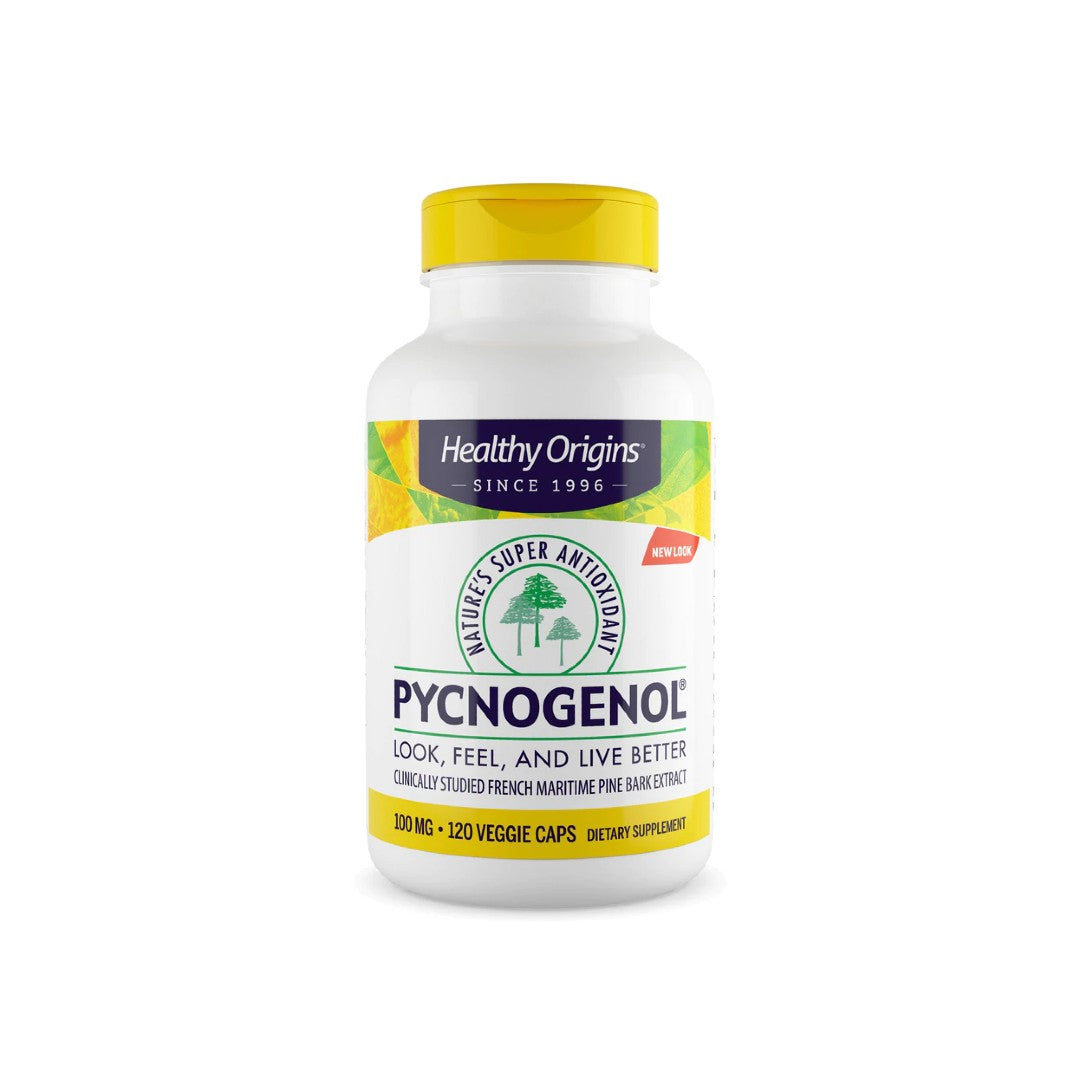 Healthy Origins Pycnogenol - 120 gélules végétales pour la santé cardiovasculaire et le soutien antioxydant, formulées avec de l'extrait d'écorce de pin maritime.