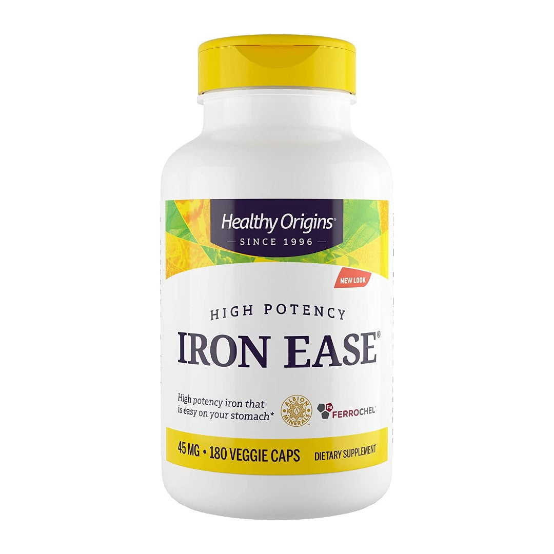 Healthy Origins Iron Ease 45 mg 180 gélules végétales.