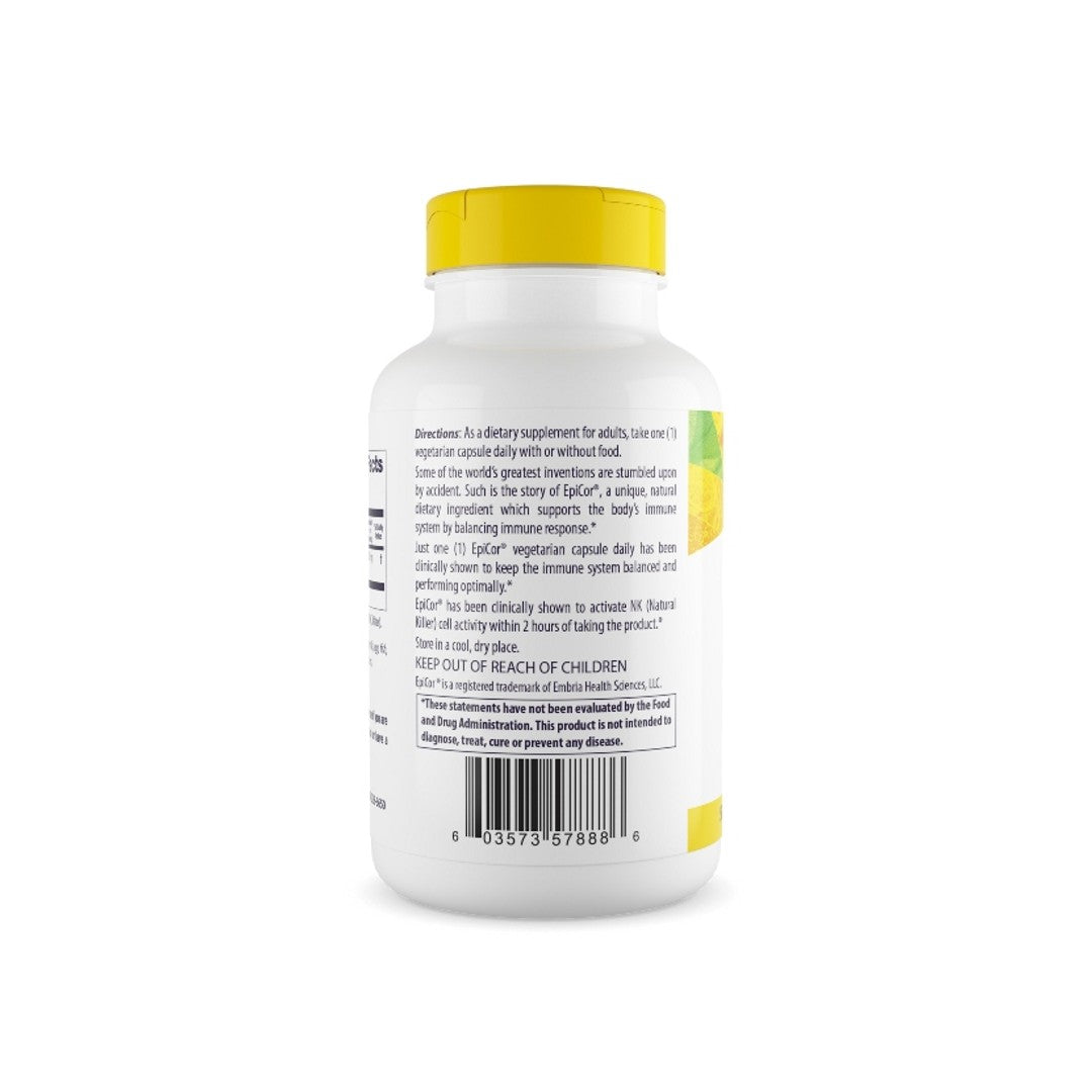Un flacon de Healthy Origins Epicor 500 mg 150 gélules végétales sur fond blanc.