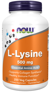 Vignette pour Now Foods Lysine 500 mg 250 Veg Capsules.