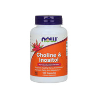 Vignette pour Now Foods Choline & Inositol 250/250 mg 100 gélules.