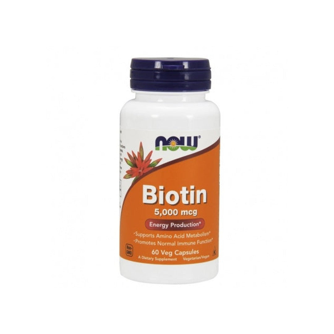 Now Foods Biotine 5000 mcg 60 gélules végé - complément alimentaire.