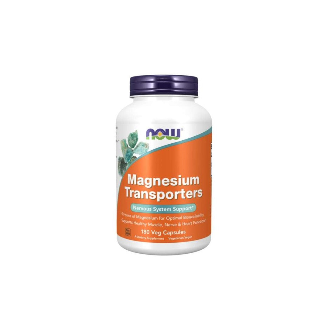 Now Foods Transporteurs de magnésium 120 mg 180 gélules végétales.