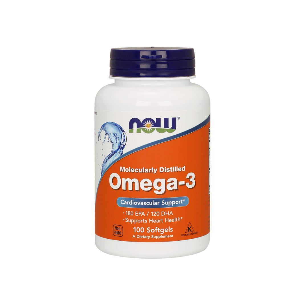 Now Foods Omega-3 180 EPA/120 DHA 100 softgels, un puissant supplément d'huile de poisson connu pour sa capacité à soutenir la santé cardiaque et à réduire le risque de maladie cardiaque.