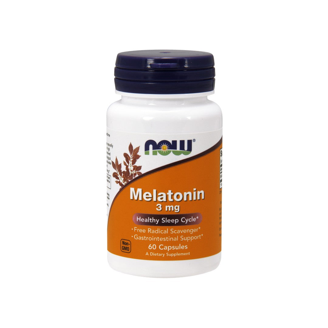 Now Foods Mélatonine 3 mg 60 gélules végétales.
