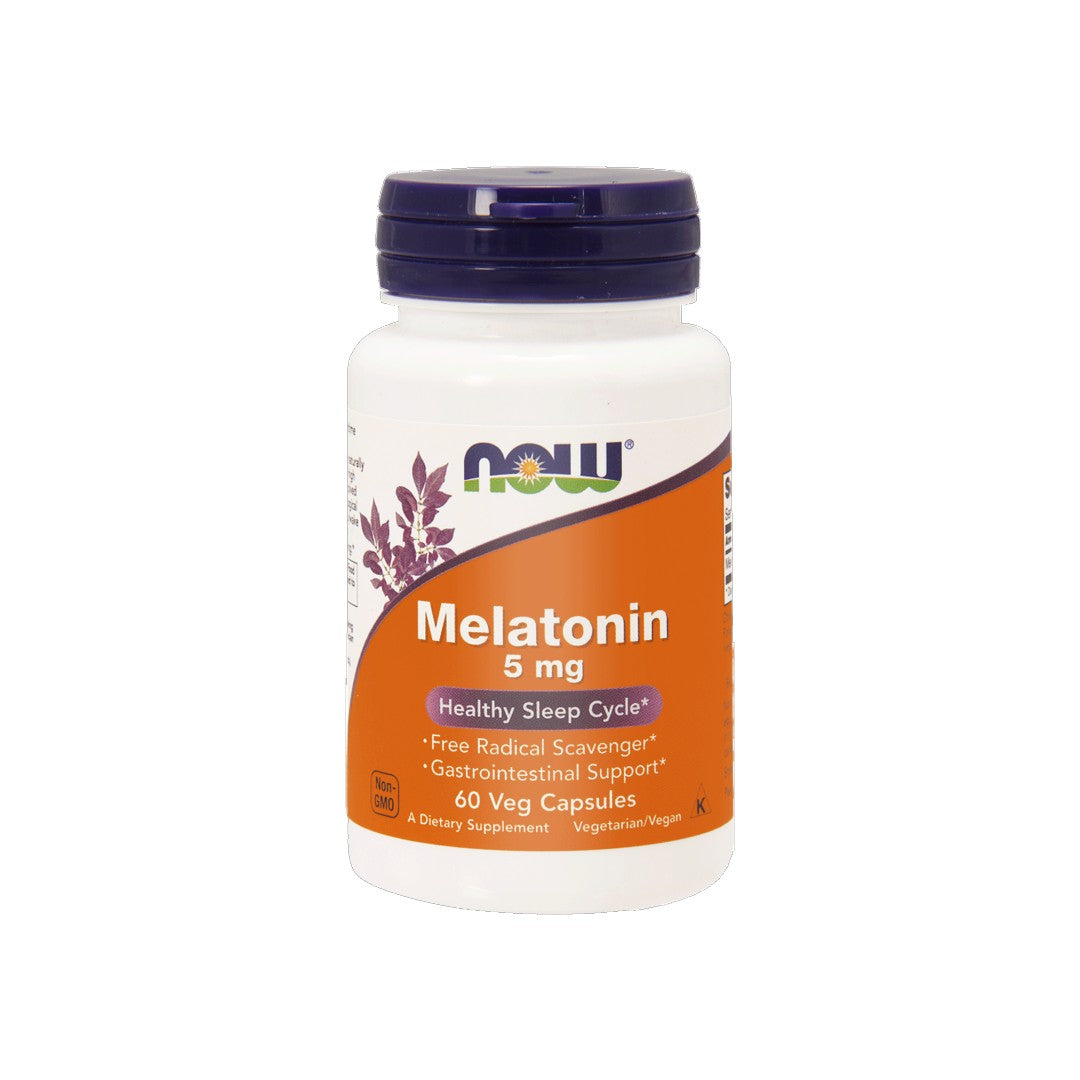 Now Foods Mélatonine 5 mg 60 gélules végétales.