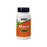 Vignette pour Now Foods Maca 500 mg 100 gélules végétales.