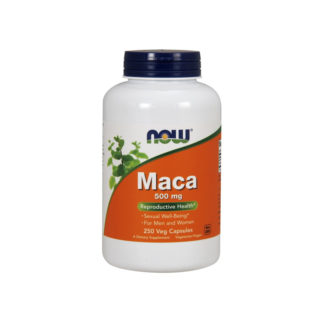 Now Foods Maca 500 mg 250 gélules végétales.