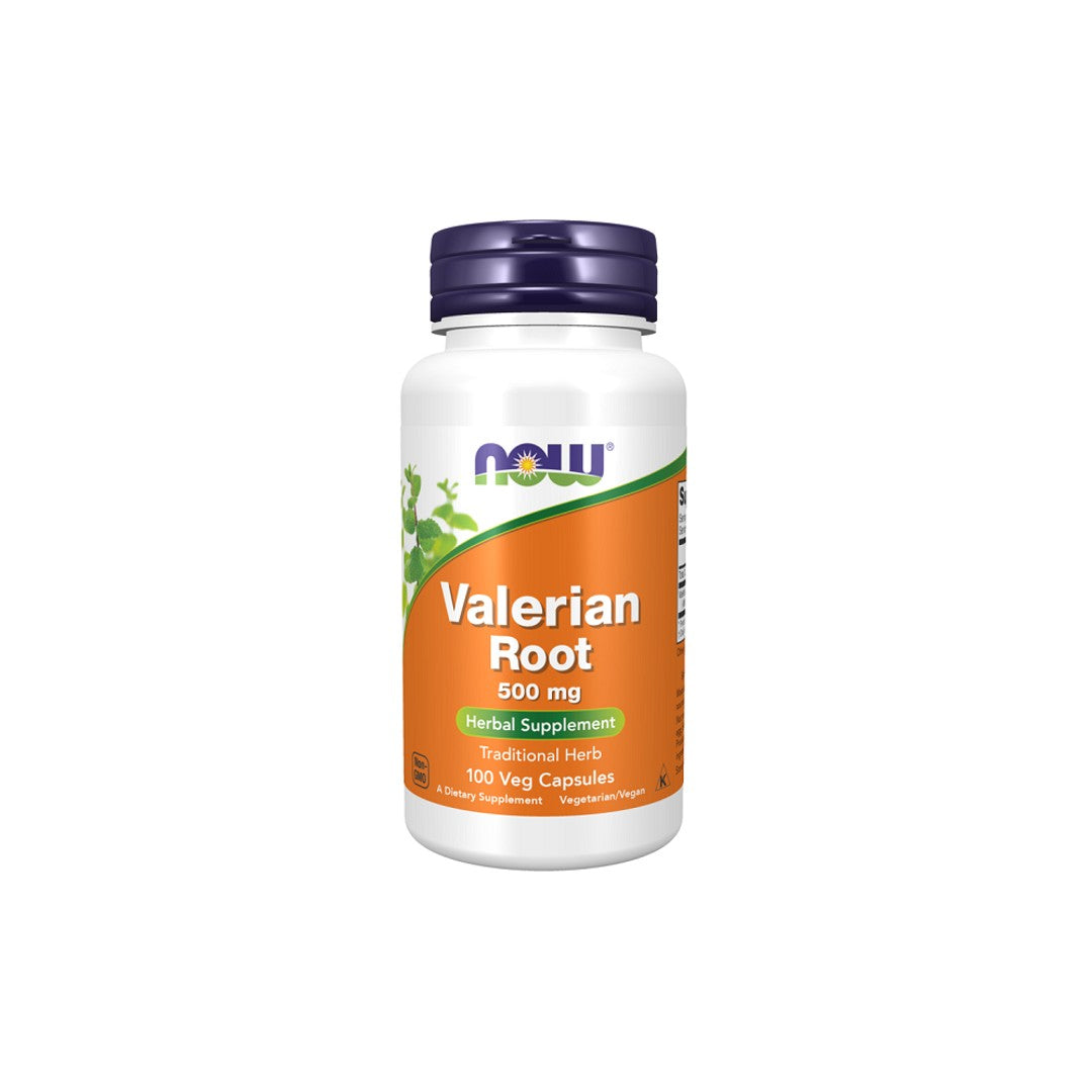 Now Foods Valeriana Root 500 mg 100 vcaps for relaxation and sleep support.