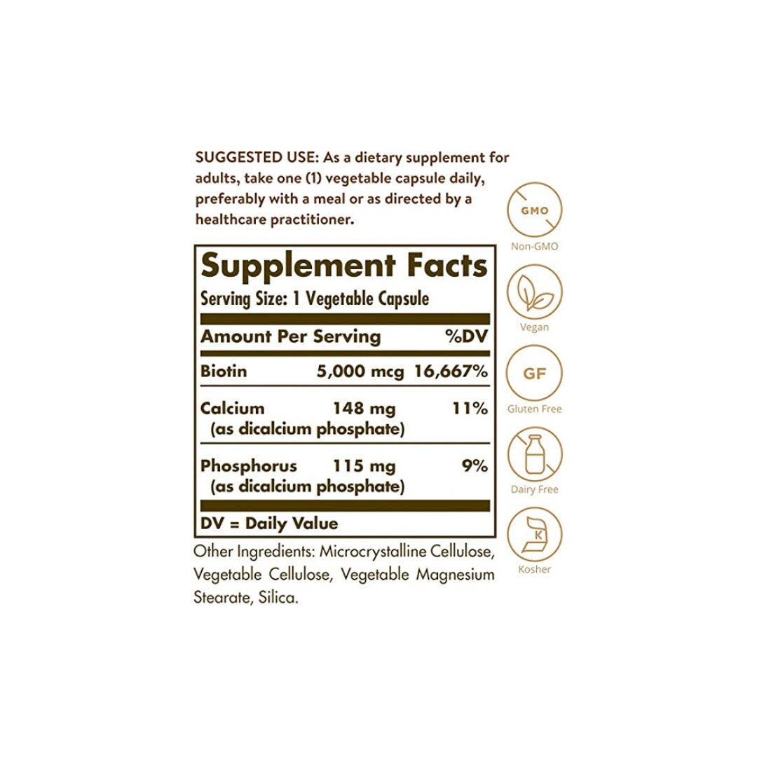 Étiquette du complément alimentaire Solgar's Super Potency 50 V Caps avec une description des ingrédients.