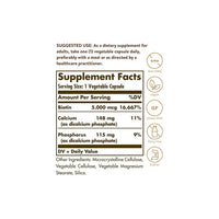 Vignette de l'étiquette du complément alimentaire Solgar's Super Potency 50 V Caps avec une description des ingrédients.