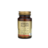 Vignette d'un flacon de Solgar Niacine Vitamine B-3 100 mg 100 comprimés sur fond blanc.