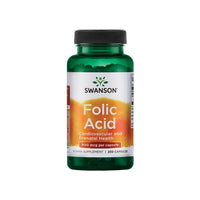 Vignette pour un flacon de Swanson Folic Acid - 800 mcg 250 gélules.