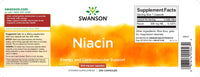 Thumbnail for A label for Swanson Vitamin B-3 Niacin - 500 mg 250 capsules, promoting cardiovascular health and healthy blood lipid levels.