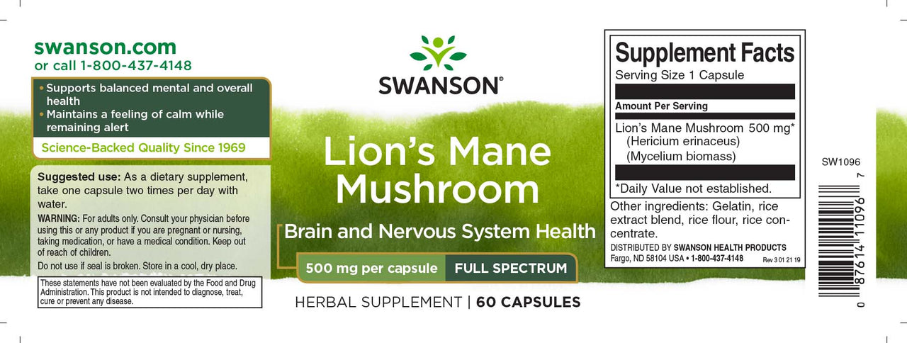 Champignon Mane de Lions - 500 mg 60 gélules - label