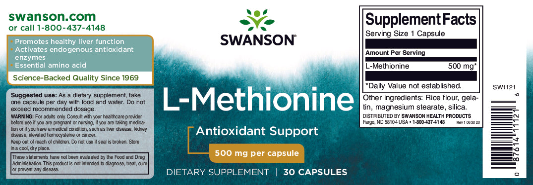 L-Méthionine - 500 mg 30 gélules - label