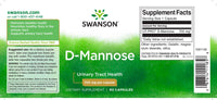Vignette de l'étiquette de Swanson D-Mannose - 700 mg 60 gélules.