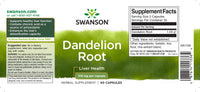 Vignette de l'étiquette de Swanson Racine de pissenlit - 515 mg 60 gélules.