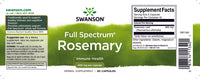 Vignette de l'étiquette de Swanson Romarin - 400 mg 90 gélules, un antioxydant pour lutter contre les radicaux libres.