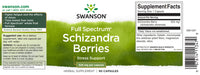 Vignette pour Swanson Baies de Schizandra - 525 mg 90 gélules, un adaptogène puissant et un tonique pour le foie.