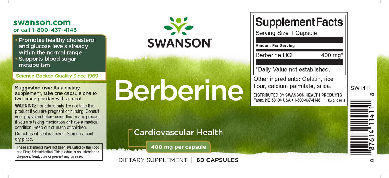 Swanson Berbérine - 400 mg 60 gélules est un complément alimentaire.
