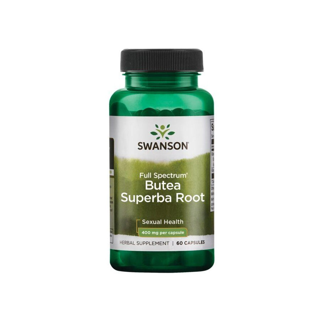 Un flacon de complément alimentaire - 400 mg 60 gélules de racine de Butea Superba de Swanson.