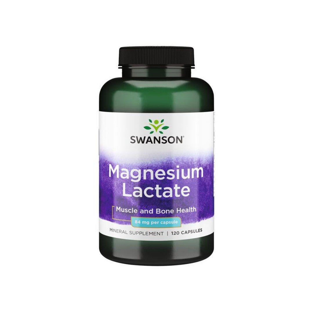 Un flacon de Swanson Lactate de magnésium - 84 mg 120 gélules.