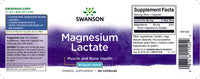 Vignette de l'étiquette de Swanson's Magnesium Lactate - 84 mg 120 gélules.