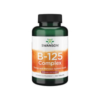 Thumbnail for A bottle of Swanson Vitamin B-125 Complex dietary supplement, supporting a healthy nervous system and cardiovascular health, containing 100 tablets.