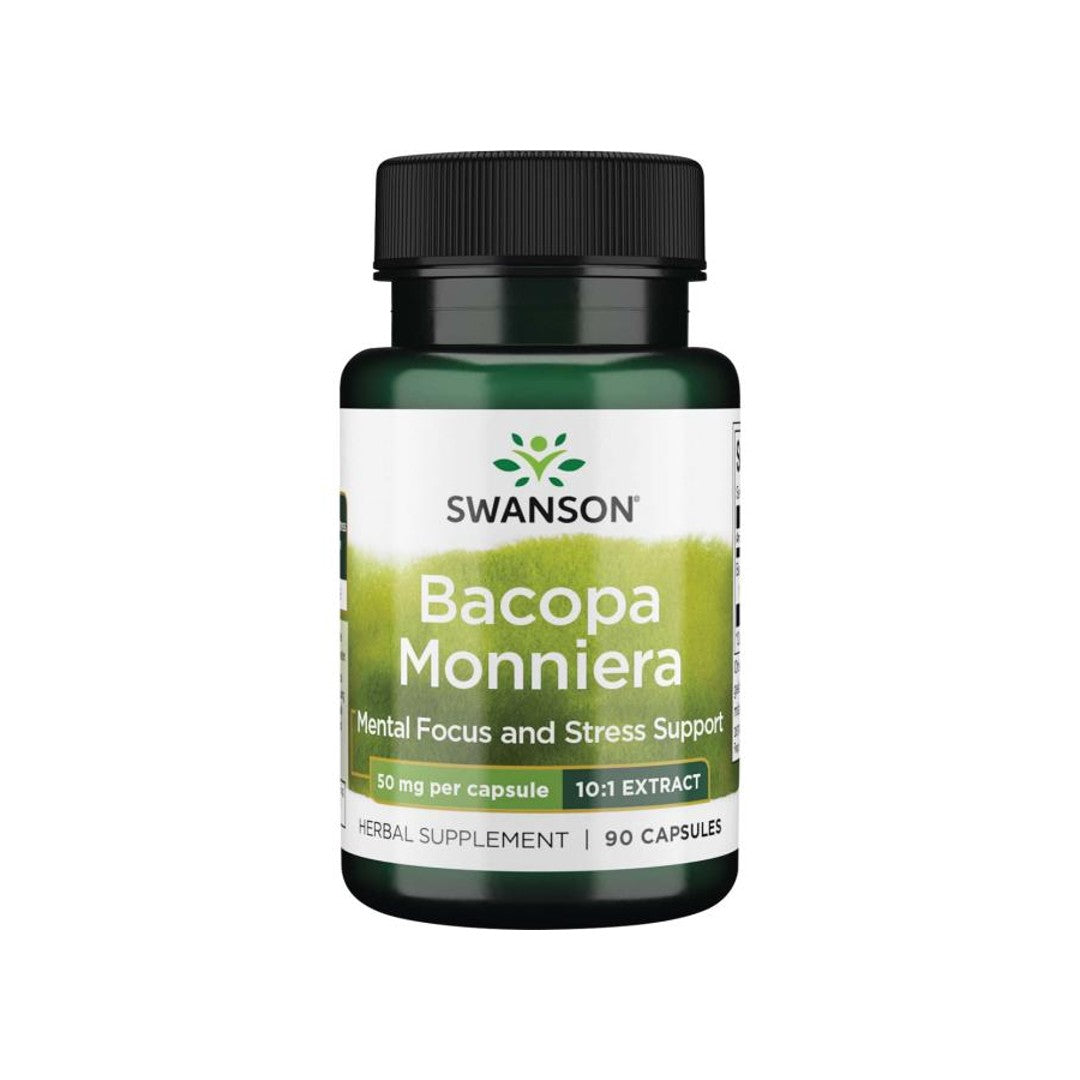 Swanson Bacopa Monnieri 10:1 Extract - 50 mg, un complément alimentaire de 90 gélules.