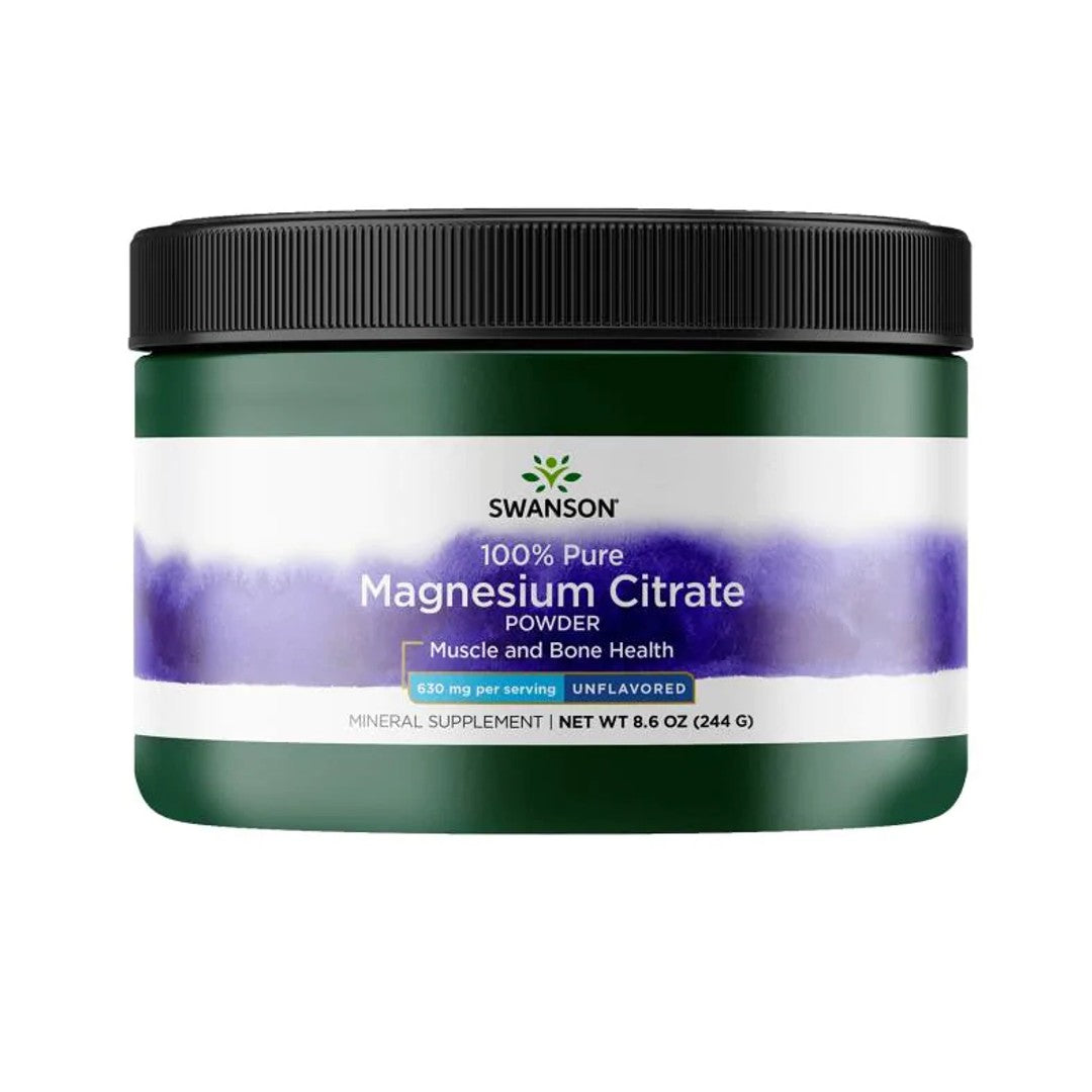 Swanson Citrate de magnésium 100 % pur en poudre non aromatisé 630 mg 244 g masque de beauté.
