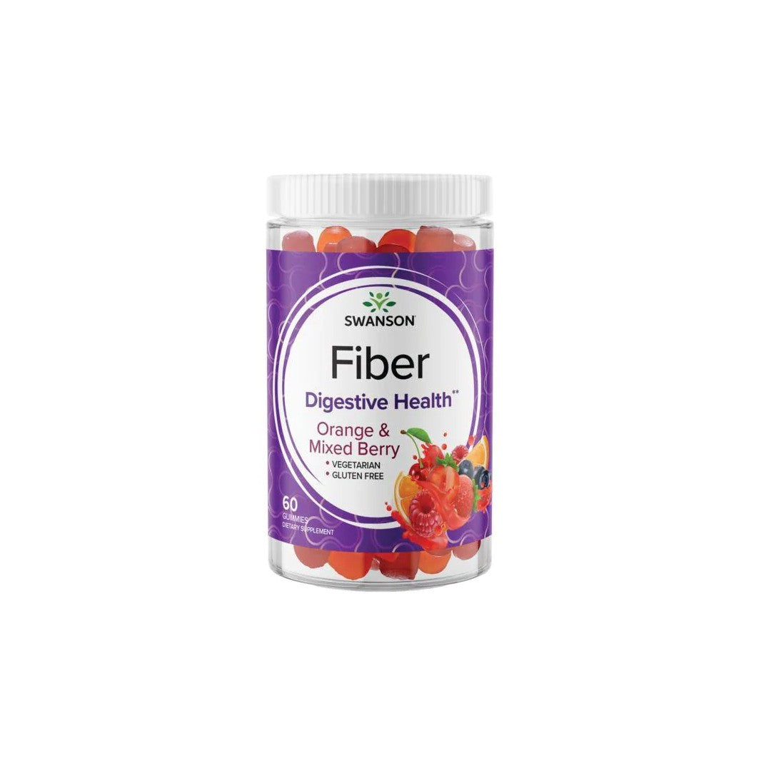 Swanson Fibre 5000 mg 60 gummies Orange & Mixed Berry health gummies.