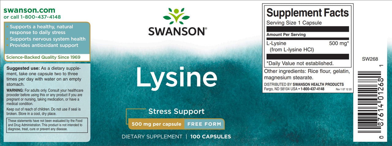 L-Lysine - 500 mg 100 gélules - label