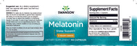 Vignette d'un flacon de Swanson Melatonin - 3 mg 60 gélules pour favoriser le sommeil.