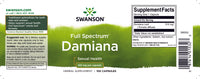 Vignette de l'étiquette de Swanson's Damiana - 510 mg 100 gélules.